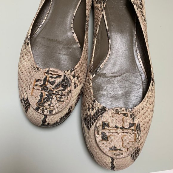 Tory Burch Snake Embossed Leather Ballet Flats - Picture 3 of 9